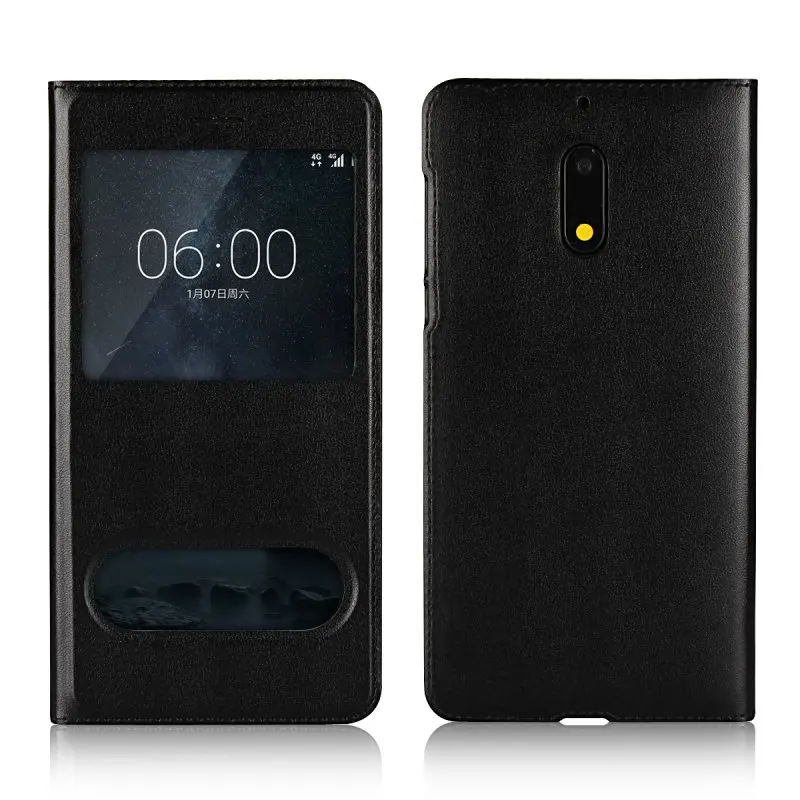 Для Nokia 6 чехол с окошком откидная крышка чехлы для Nokia6 сумка телефона кожаный