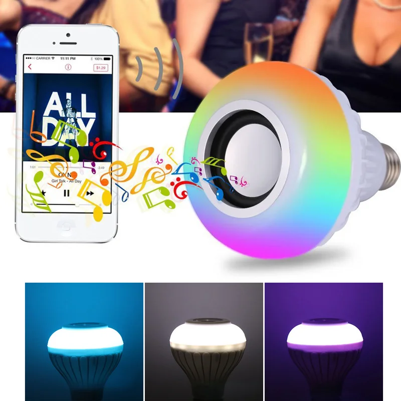Vintagelll Беспроводной Bluetooth Динамик 12 W RGB лампы светодиодный 110 V 220 E27 Smart