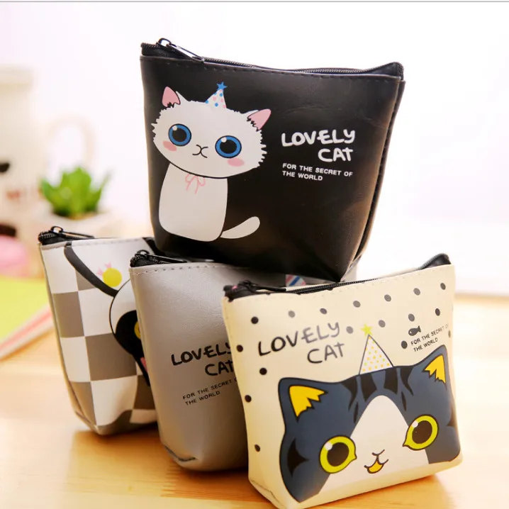 Новинка Модный женский кошелек для монет с котом милые винтажные кошельки сумки