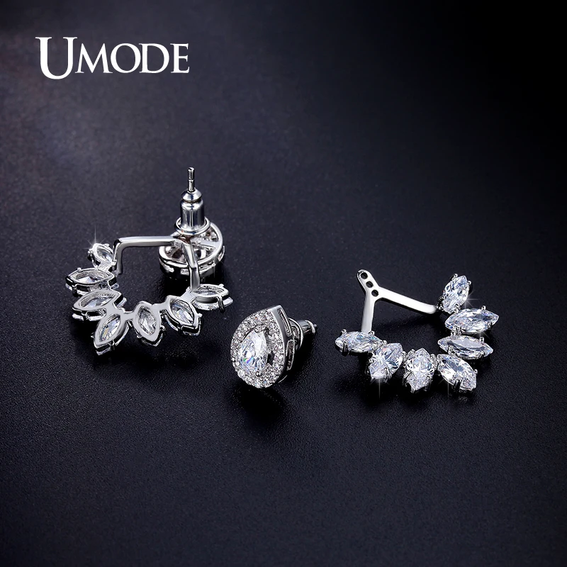 UMODE моды иглы циркон серьги гвоздики куртки для женщин листьев капли воды