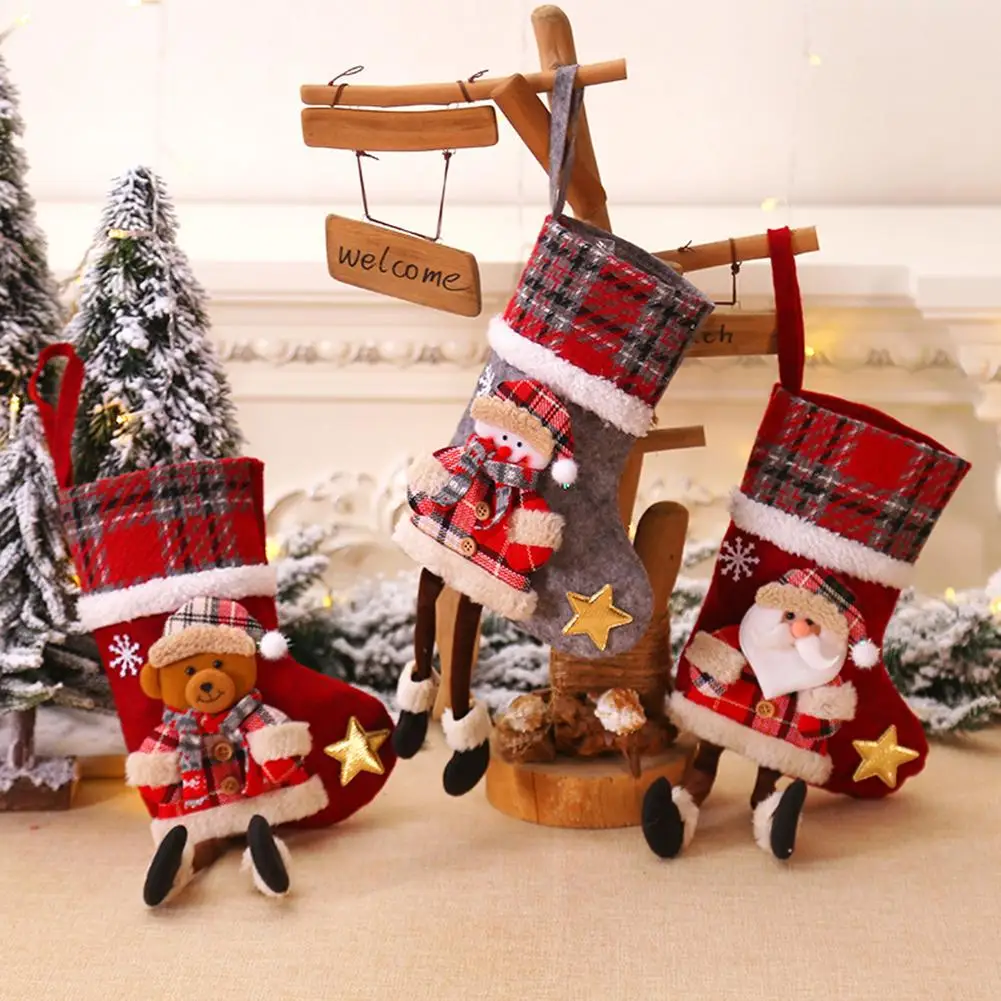 

Christmas Decorations Santa Claus Socks Snowman Elk Doll Pendant Gift Holders Merry Christmas Tree Hanging Ornament Party Decors