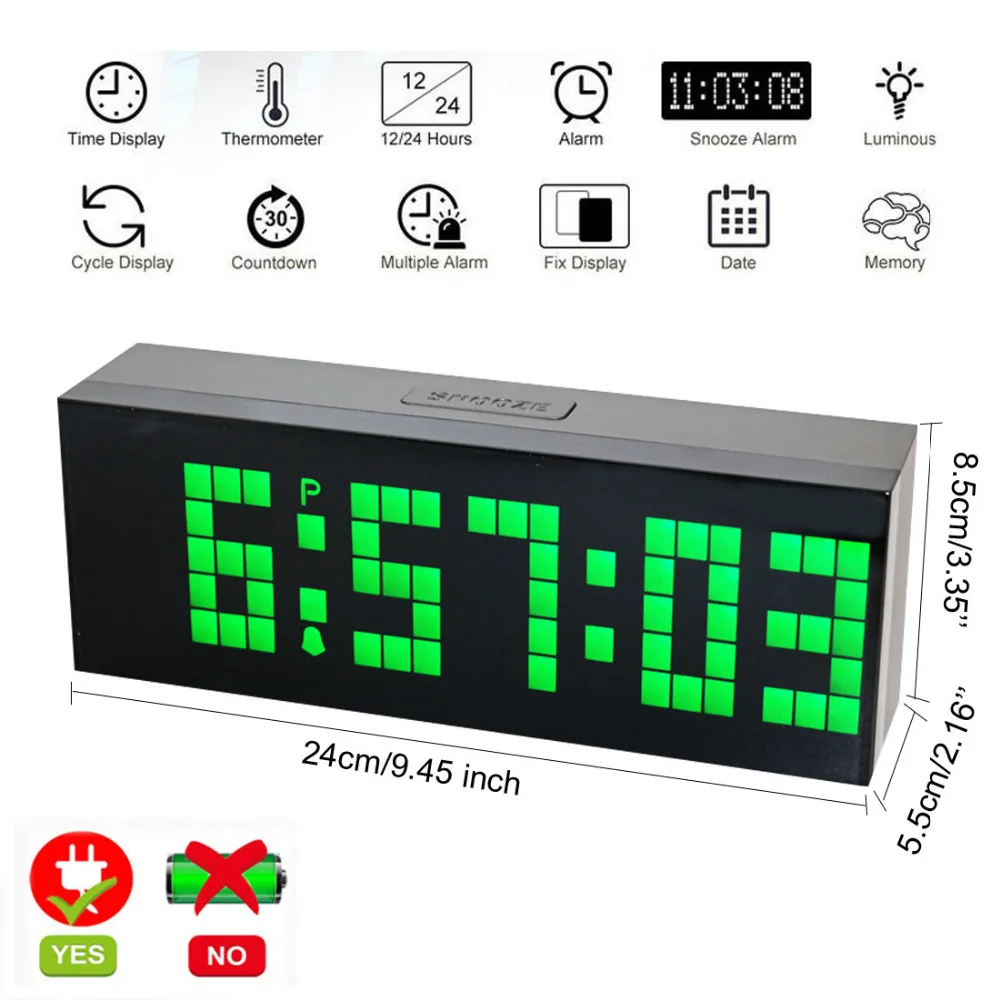 

Big Jumbo Digital LED Walll Clock Large Display Wall Decoration Clock, Multifunction Table Calendar Despertador