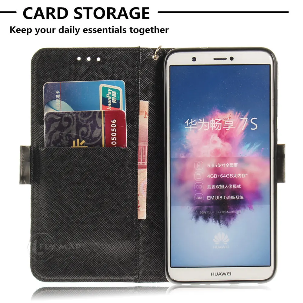 3D флип чехол для Huawei P Smart 2018 2019 FIG Pot LX1 LX3 силиконовый кошелек телефона кожаный PSmart Z