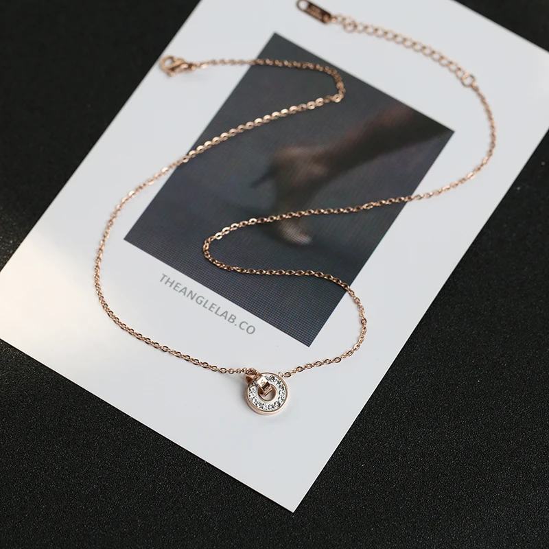 YUN RUO ожерелье с подвеской из титановой стали розовое золото подарок на день