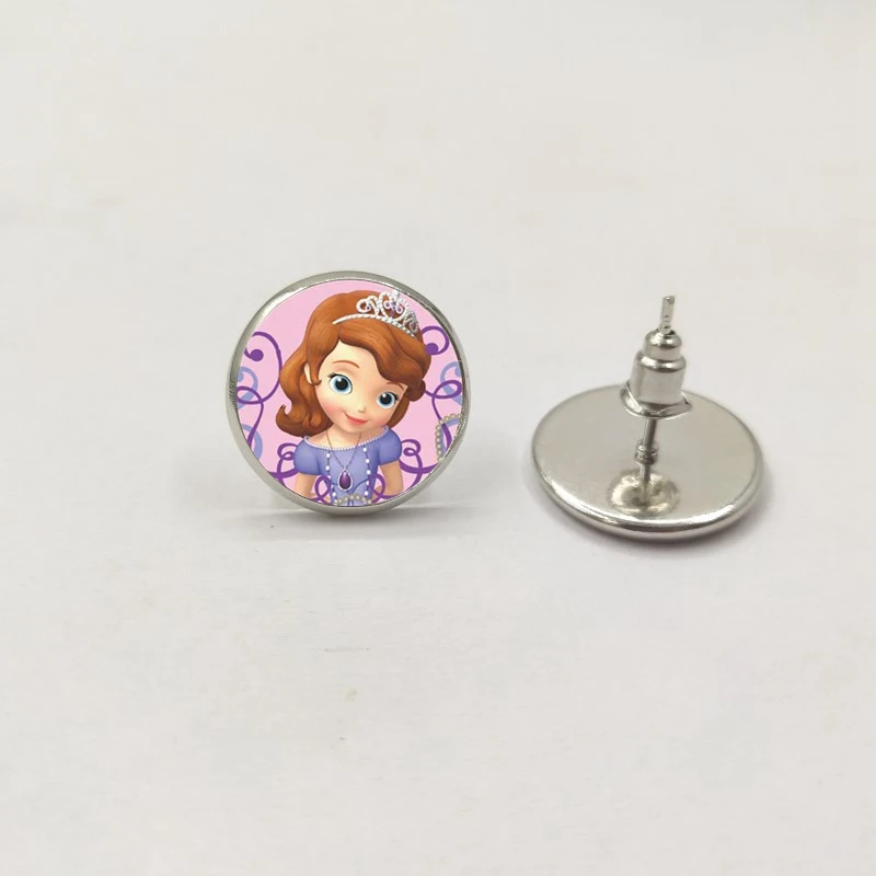 silver Новинка София первые Серьги Принцесса София кулон красивая принцесса стеклянные куполообразные серьги и подвески детские ювелирные изделия - Окраска металла: silver
