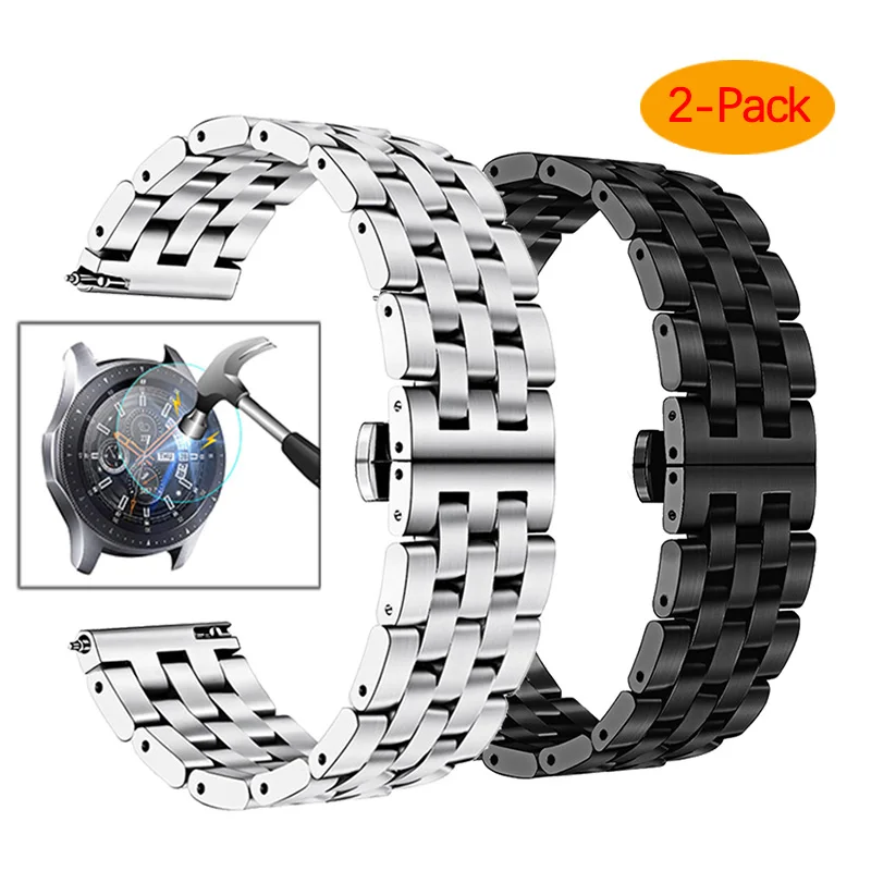black silver Galaxy Watch 42 мм, 46 мм, ремешок 20 мм, 22 мм, Миланская петля, ремешок из нержавеющей стали для samsung Galaxy Watch, активный ремешок Galaxy S3 - Цвет ремешка: black silver