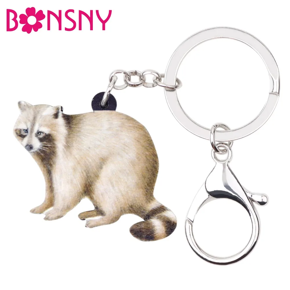 Bonsny брелок для ключей из акрила новинка в виде енота Procyon украшения животных