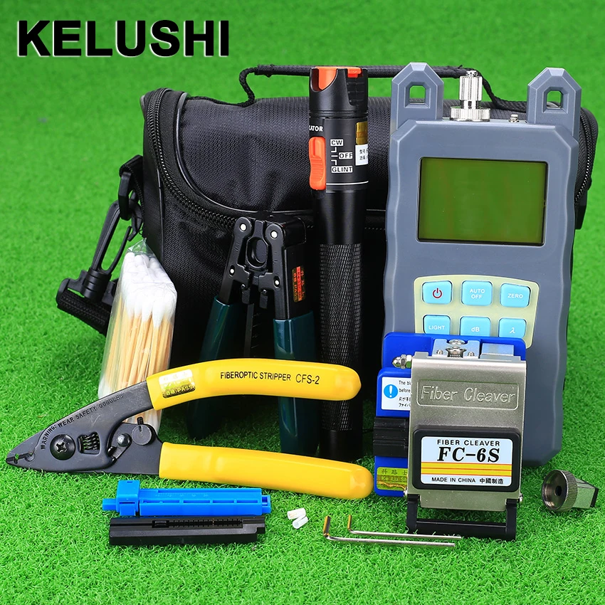 

19pcs Ftth Tools Kit Fiber Cleaver Visual Fault Locator 10mw VFL Optical Power Meter Stripper