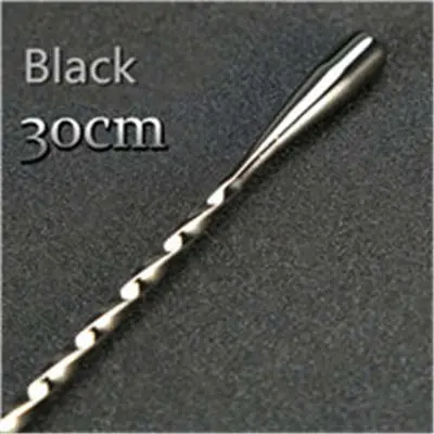 300mm Black 304 нержавеющая сталь КАПЛЕВИДНАЯ матовая барная ложка для смешивания напитков ложки инструменты бармена Коктейльная ложка мешалка - Цвет: 300mm Black
