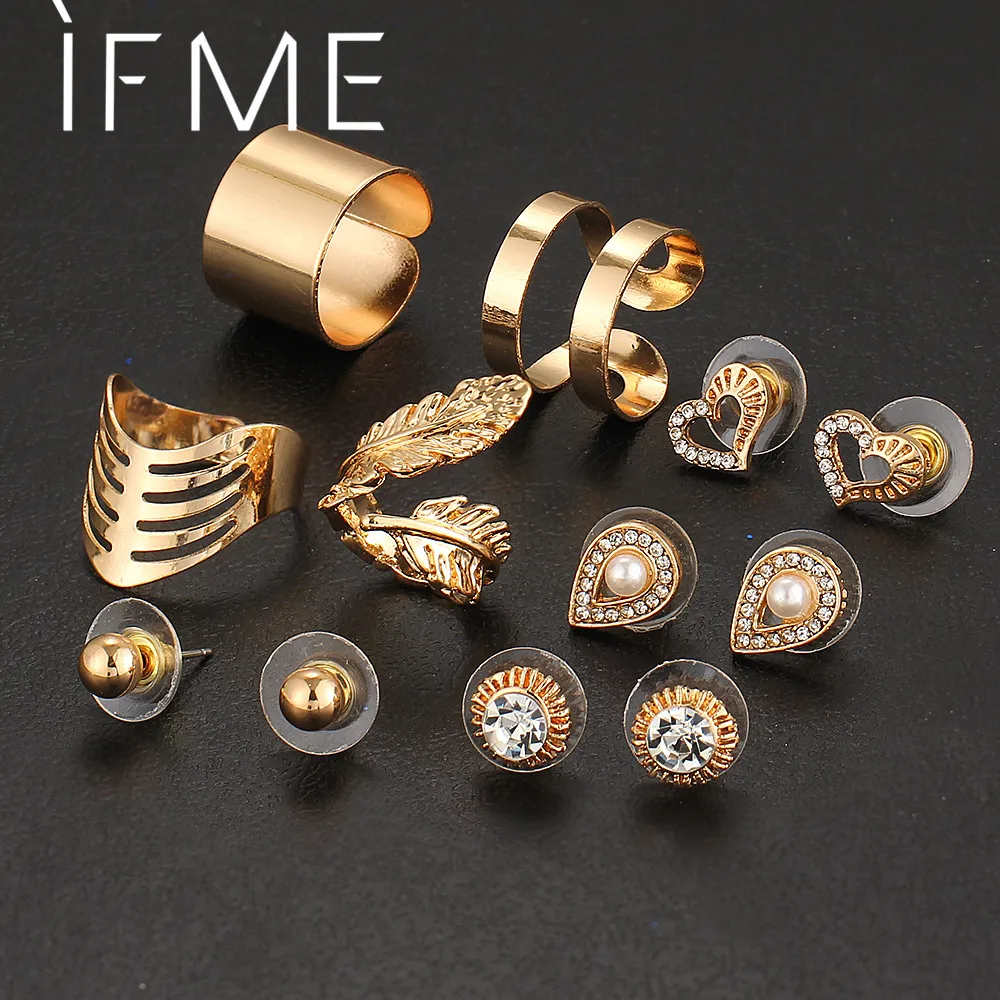 Женский комплект колец на фалангу IF ME Модный с кристаллами и искусственным