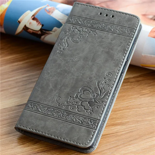 Серый Кожаный чехол для huawei P30 P20 Pro P9 P10 Lite чехол с откидной крышкой для samsung Galaxy S10E S10 S6 S7 край S8 S9 Plus Note 8 9 чехол Coque - Цвет: Серый