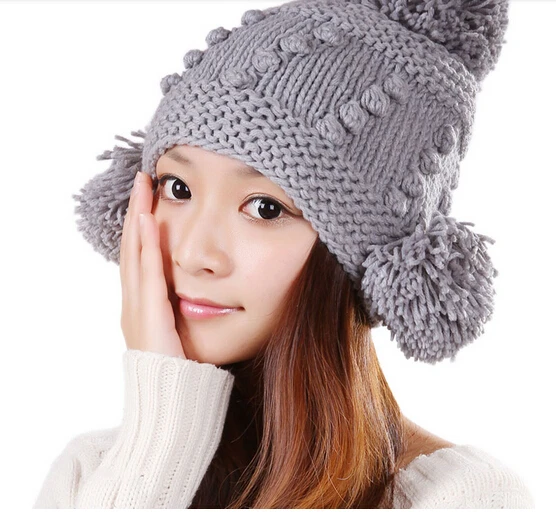 BomHCS модная женская вязаная шапка ручной работы зимняя крючком головные уборы |