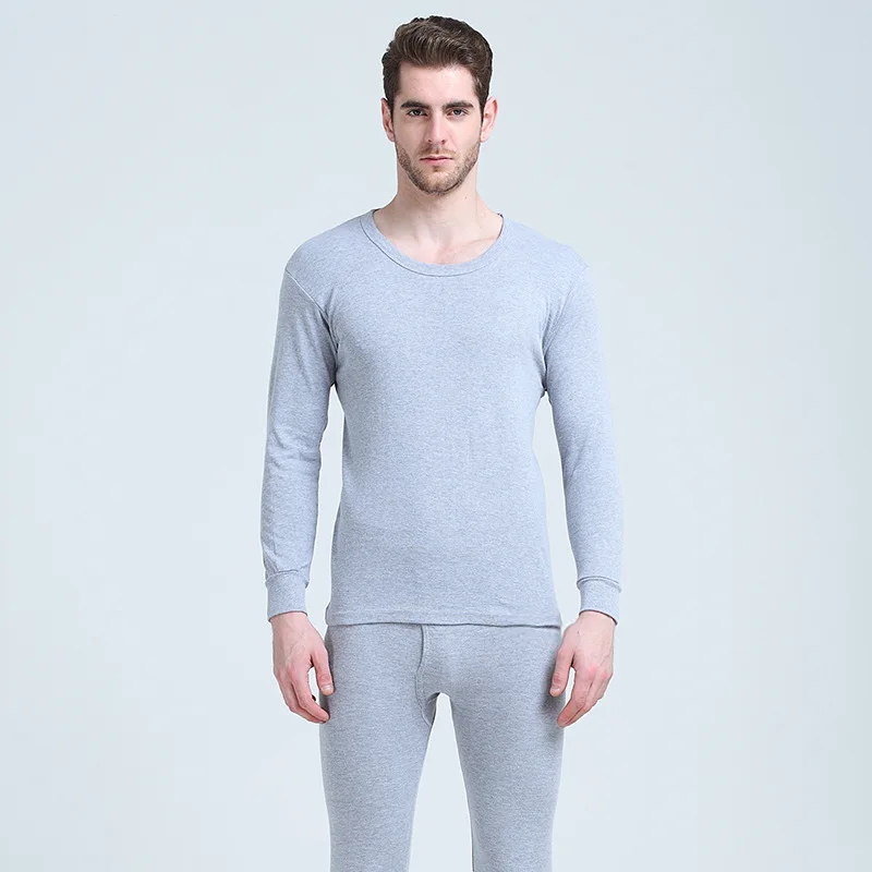 Комплект теплых подштанников для мужчин из 100% хлопка с круглым вырезом