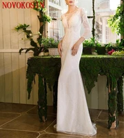 2019 wedding gowns bateau neck lace mermaid wedding dresses with sequins beads backless new fashion bridal gown