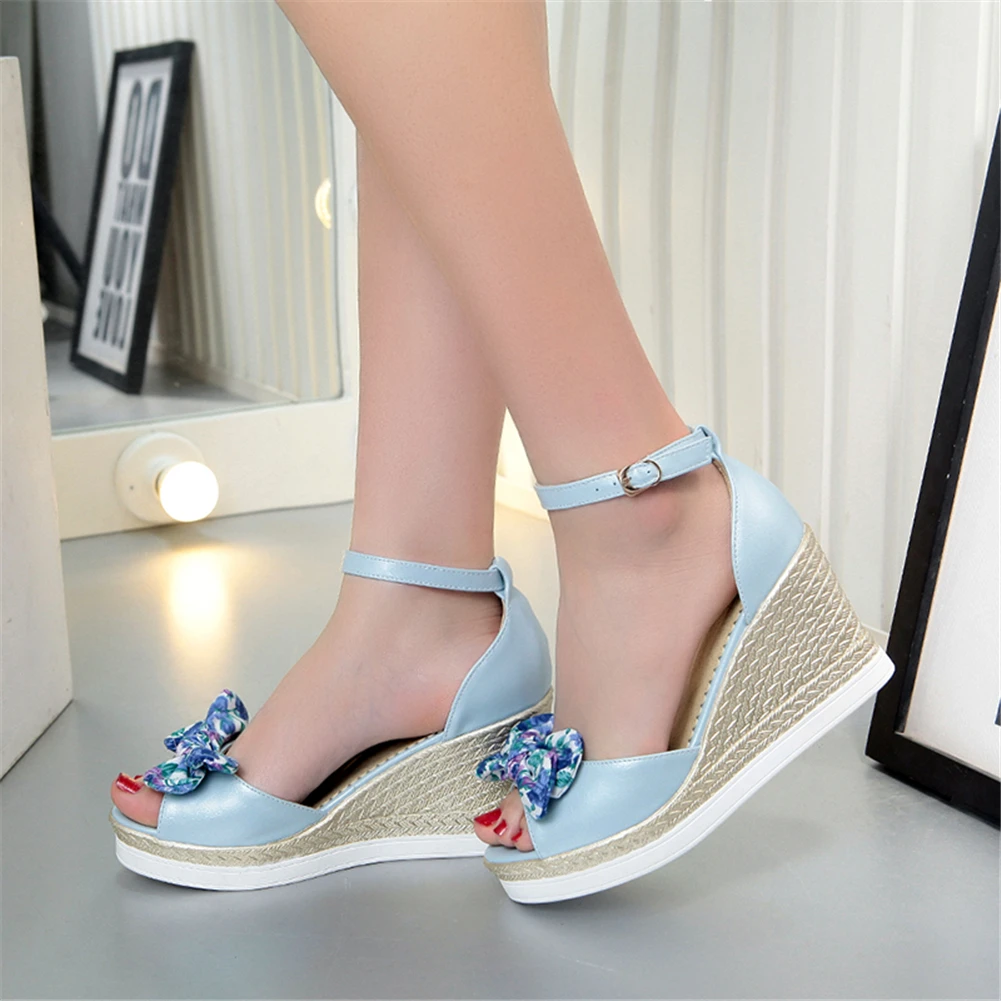 Элегантные женские босоножки на платформе с бантом бабочкой Сезон лето Женская