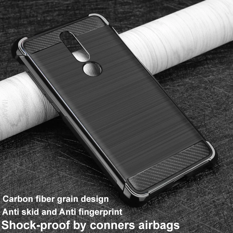 For Nokia 3.1 Plus case iMAK Vega Fiber Pattern airbag Phone Bumper Cover |