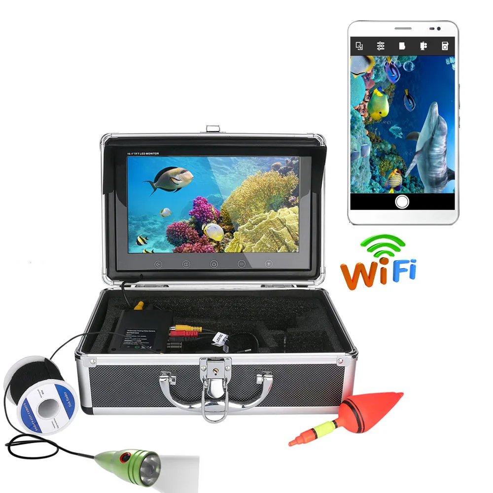 PDDHKK Wifi Беспроводная 1" дюймовая TFT lcd Видео подводная камера с 6 шт. Белый светодиодный фонарь светодиодный камера ночного видения для рыбалки - Цвет: WIFI-F004B-50M