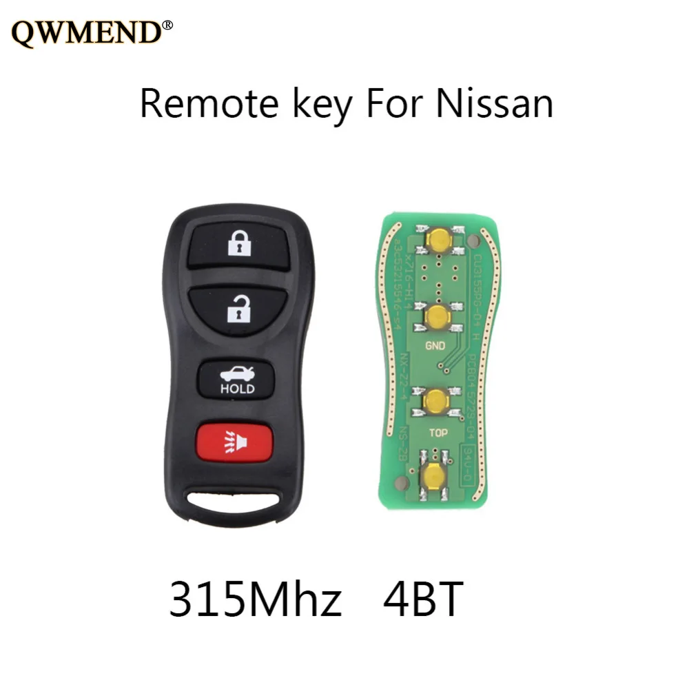 QWMEND 4BT 315 МГц дистанционный брелок DIY для Nissan Armada Frontier Murano Pathfinder Quest Titan Xterra 2002 2007