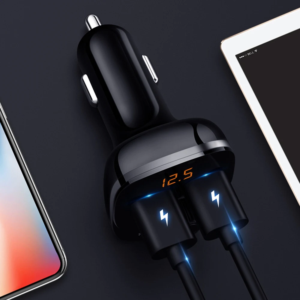 Fm-передатчик, автомобильный комплект громкой связи, Bluetooth 5,0, MP3 плеер, поддержка TF карты, U диск, 3.4A, быстрое двойное USB зарядное устройство, адаптер питания для авто