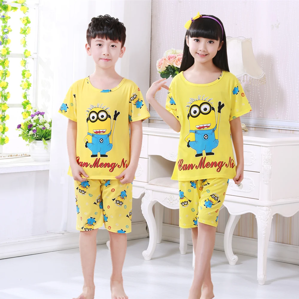 Детский пижамный комплект летняя Пижама с коротким рукавом для мальчиков и