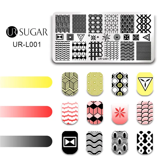 UR-L001 Ur Sugar прямоугольная штамповка шаблон роза цветок бабочка звезды маникюр Дизайн ногтей DIY шаблон изображения пластины трафаретные гвозди инструмент - Цвет: UR-L001