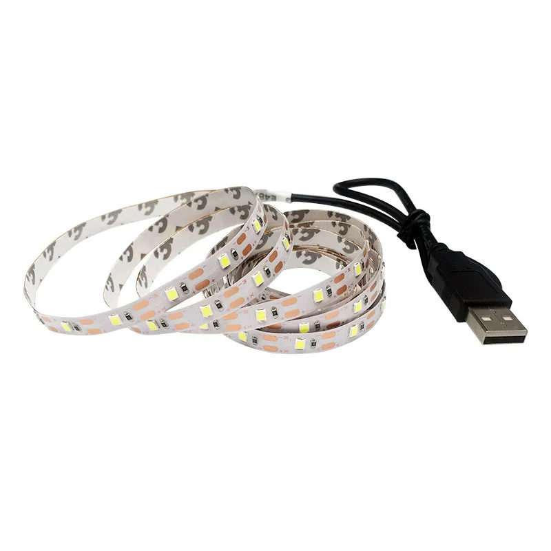 USB Светодиодная лента светильник 3528 DC5V RGB Белая светодиодная полоса 50 см 1 м 2 3 4 5 ТВ