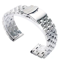 22mm 20mm silverblack stainless steel solid link watch band strap folding clasp with safety men replacement correa de reloj