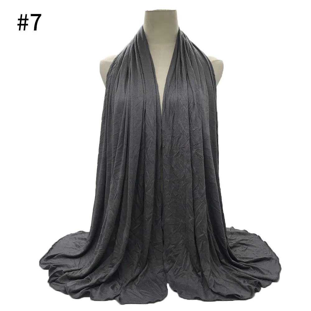 7 1 шт., скромные хиджабы, высокое качество, Джерси, хлопок, хиджаб, шарф, эластичные, женские, мусульманские, однотонные, платок, платок, эластичные, модные шарфы - Цвет: 7