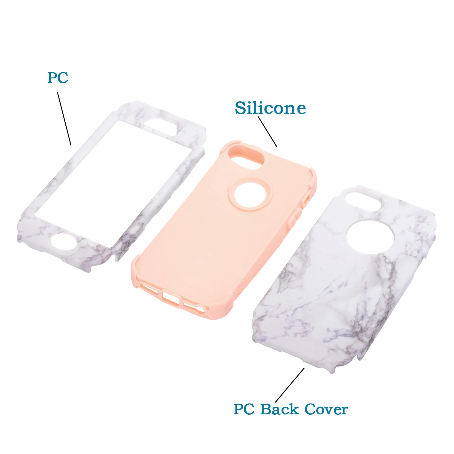 Чехлы для iPhone 5 5S SE популярный мраморный дизайн Жесткий ПК + Мягкий силиконовый
