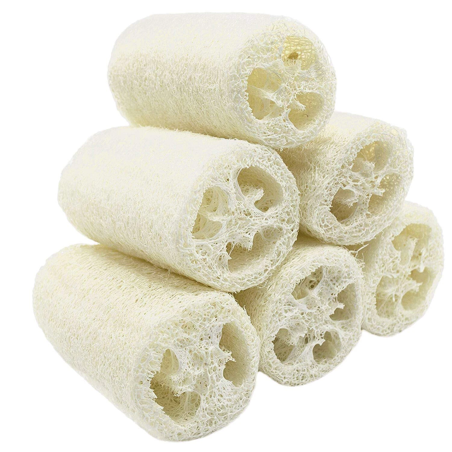 White Природа 6 ПАК органических люфах Loofah Spa отшелушивающая мочалка натуральная Luffa Губка для тела удаление мертвой кожи сделанное мыло - Цвет: White