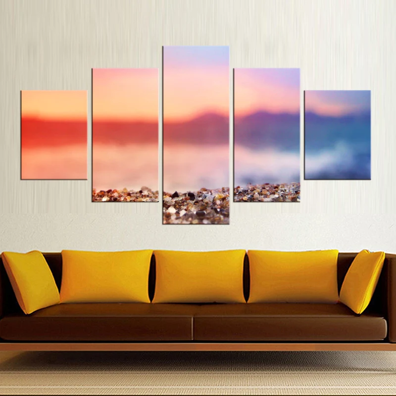 5 шт. закат The Rocks пляж морской пейзаж домашний Настенный декор холст картина