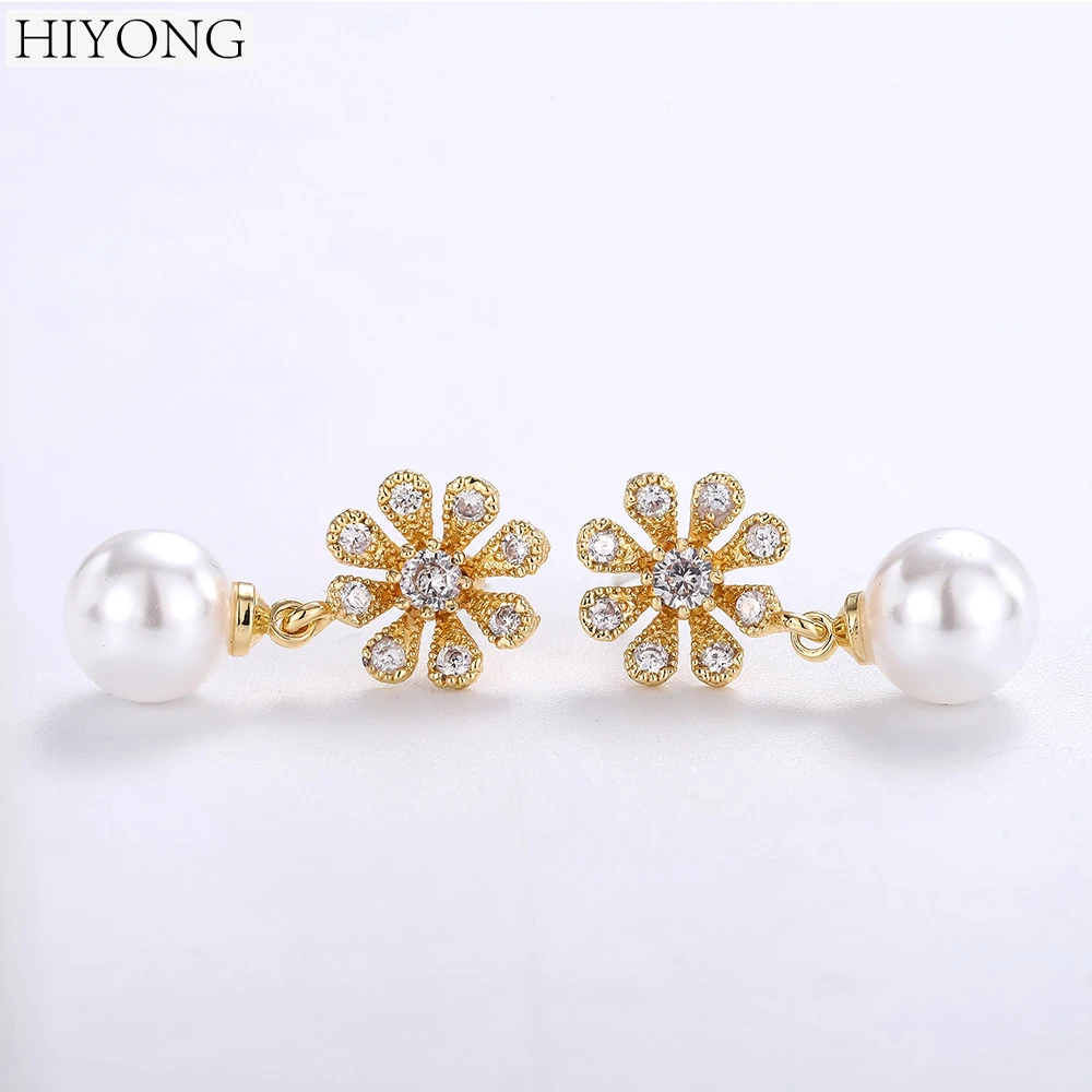 HIIYONG весенние серьги гвоздики золотистого цвета с восьмилепестковым цветком