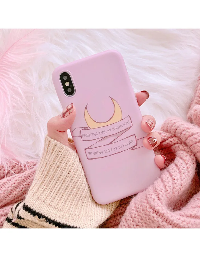 01 Японский кавайный аниме Сейлор Мун розовый чехол для телефона для iphone X XS XR bts мультяшный чехол силиконовый чехол для iphone 8 7 6 6s Puls - Цвет: 01