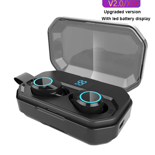 G02 X6P TWS Беспроводные Bluetooth 5,0 наушники ipx7 водонепроницаемые с сенсорным управлением настоящие беспроводные наушники 4000 мАч 9D стерео наушники - Цвет: X6P