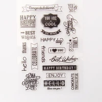vintage happy birthday sentiment transparent silicone clear stamp for scrapbooking diy craft decoration stamp kids stationery