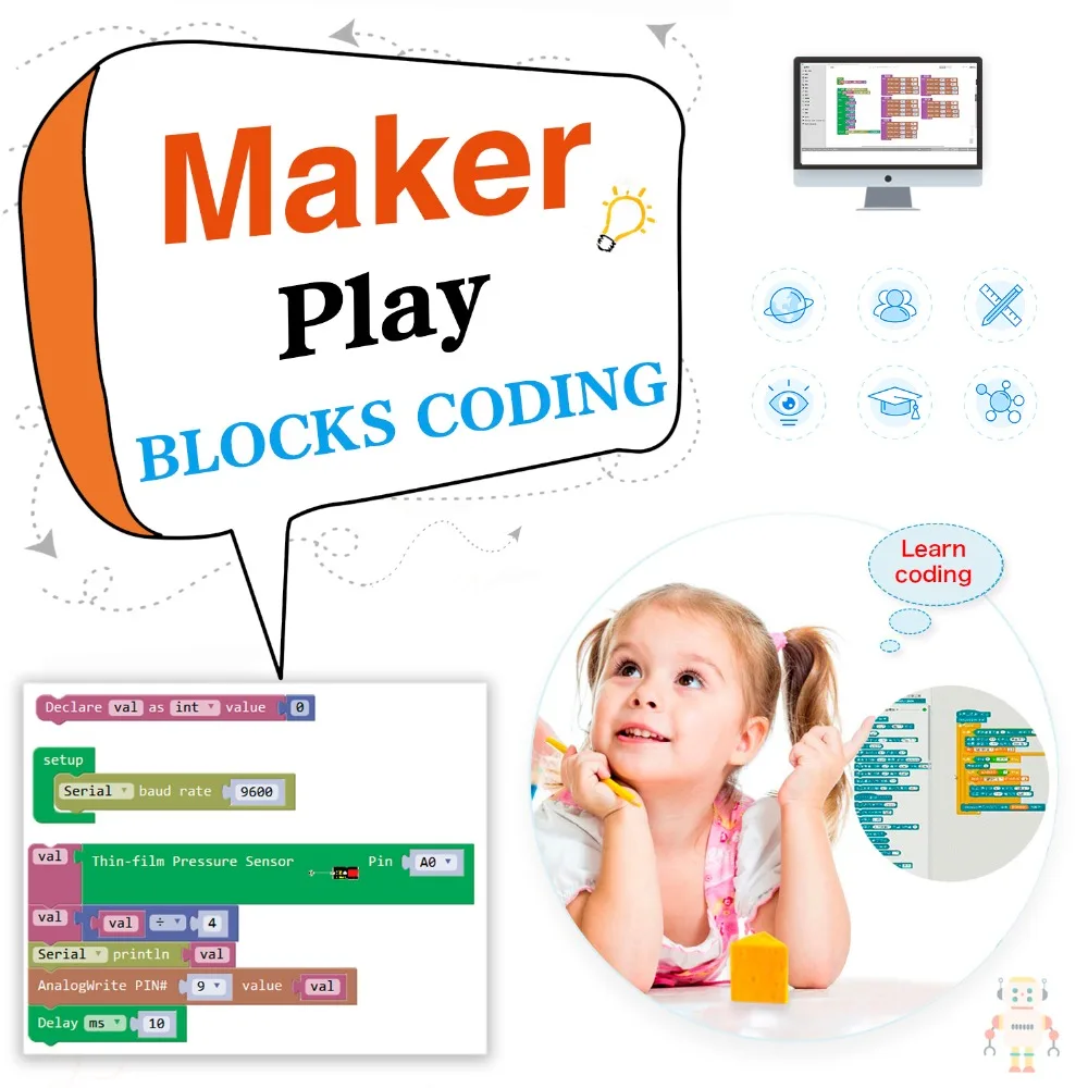 Keyestudio EASY plug стартовый Обучающий набор для Arduino STEM EDU совместимый с Mixly Block |