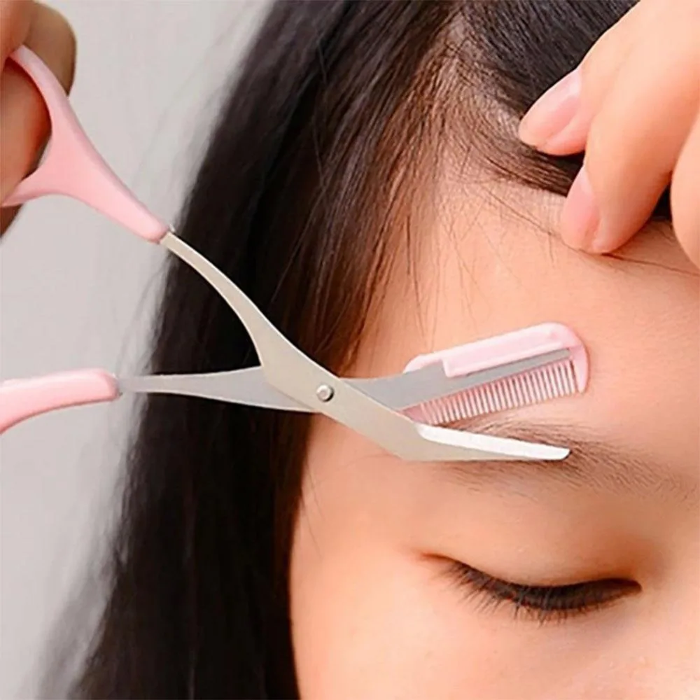

2pc Eyebrow Trimmer Scissors With Comb Hair Removal Grooming Shaping Shaver eye brow trimmer Eyelash Hair Clips