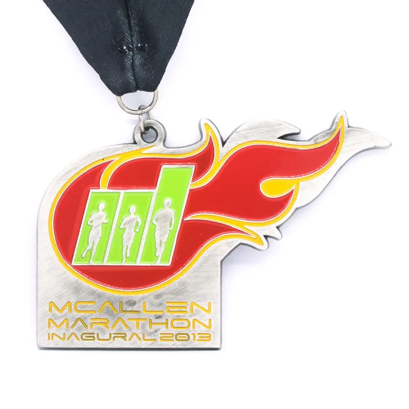 

Marathon Sports Medal cheap metal running game medals hot sales custom made enamel color medal with ribbons