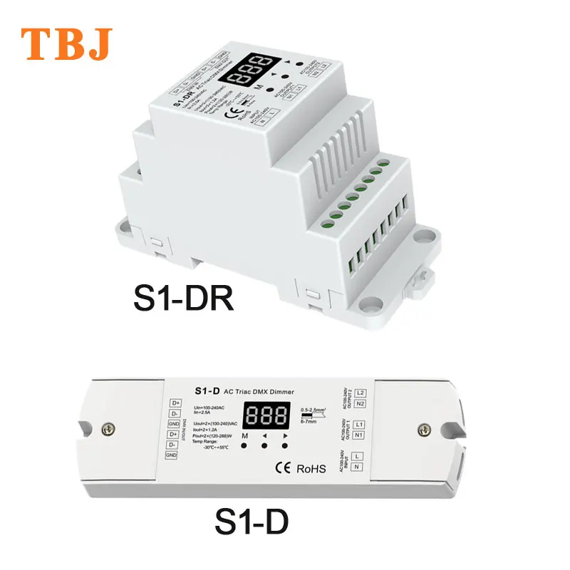 AC100 240V 288 2 канальный выход кремния симистор DMX 512 светодиодный диммер S1 DR DIN rail