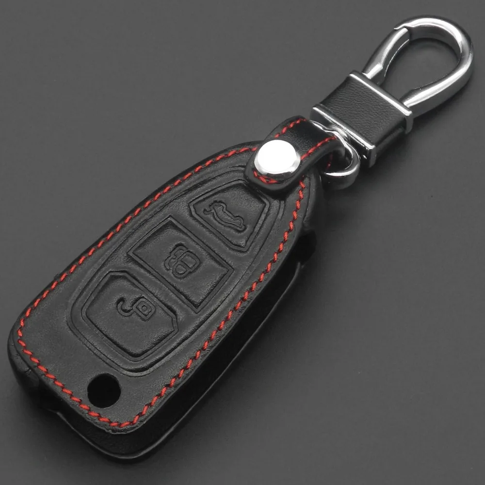 Кожаный чехол для ключей jingyuqin с 3 кнопками Ford Mondeo Mk4 Focus 2 4 St Kuga Fiesta Fusion Ecosport 2012 2013