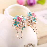 fashion women lady elegant clover flower crystal stud earring stainless steel rhinestone stud earrings for women girl jewelry