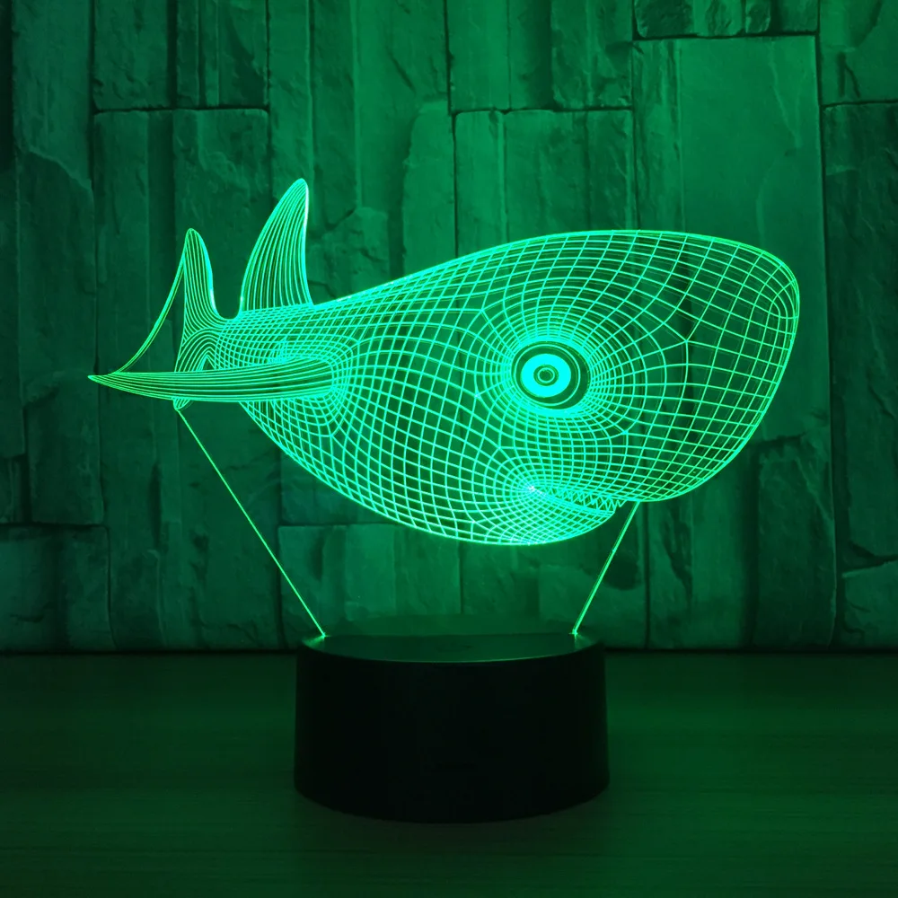 Милая голова акулы USB Настольный светильник Ночной 3D светодиодный детский ночной