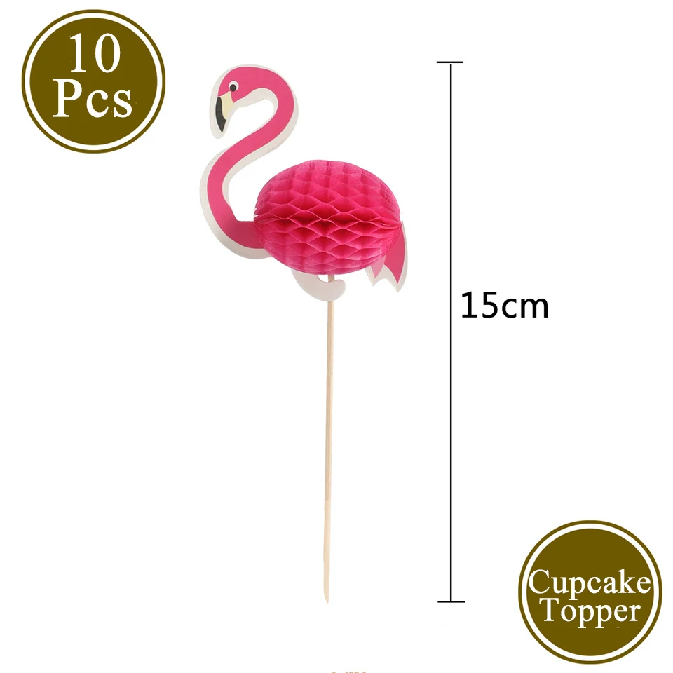 10pcs flamingo Amawill Розовый фламинго Топпер для торта «С Днем Рождения» перо павлина для Фламинго День рождения кекс топперы Свадебный декор 75D - Цвет: 10pcs flamingo