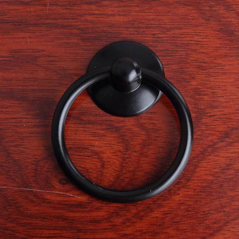 Modern simple black shaky drop rings drawer shoe cabinet knobs pulls antique dresser kitchen door handles | Обустройство дома