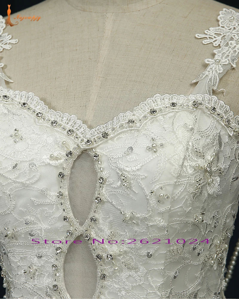 Najowpjg новейшие поступления Vestido De Noiva сексуальные жемчужины спинки аппликации бисером слоновой кости кружева русалка свадебное платье gelinlik