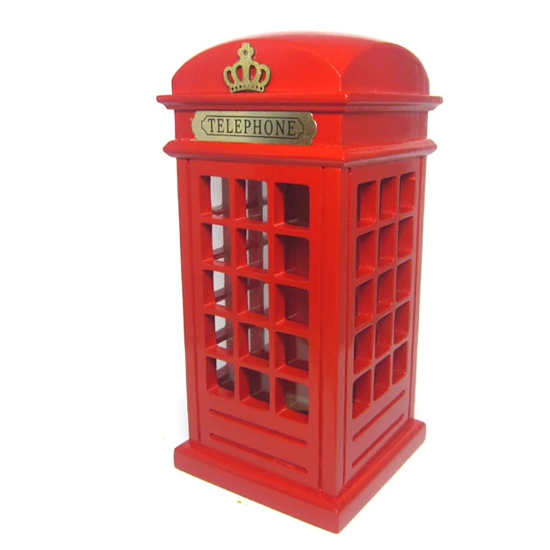 Британская деревянная копилка для монет красная телефона в лондонском уличном