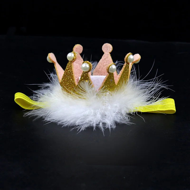 Милая детская шапка с жемчугом для вечеринки в честь Дня Рождения золотистая и