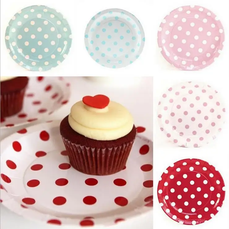 

1bag 12 pieces 7'' Striped Polka Dot Chevron Paper Plates for Valentine Birthday Wedding Party Tableware Party Supplies CP061