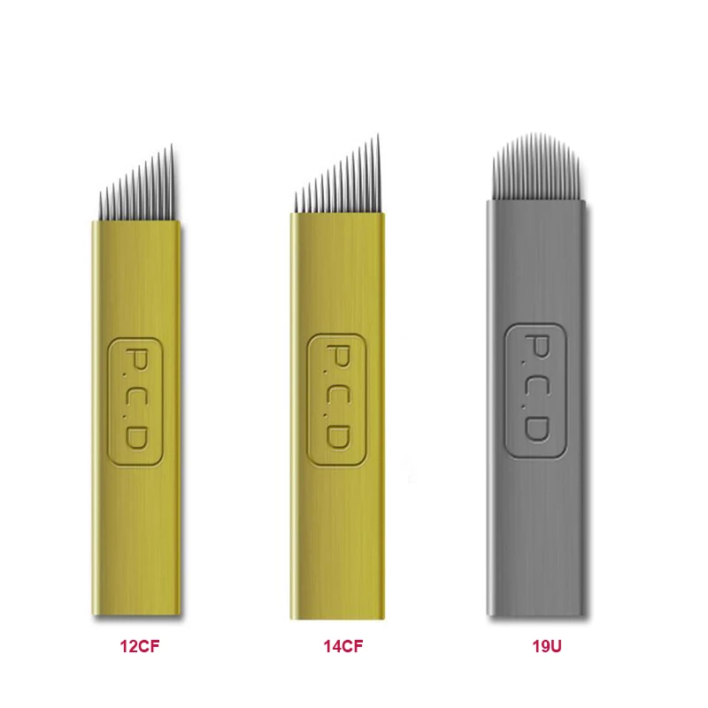 100 шт. Одноразовые Иглы для микроблейдинга лезвие татуажа бровей PCD 12/14/19 пин