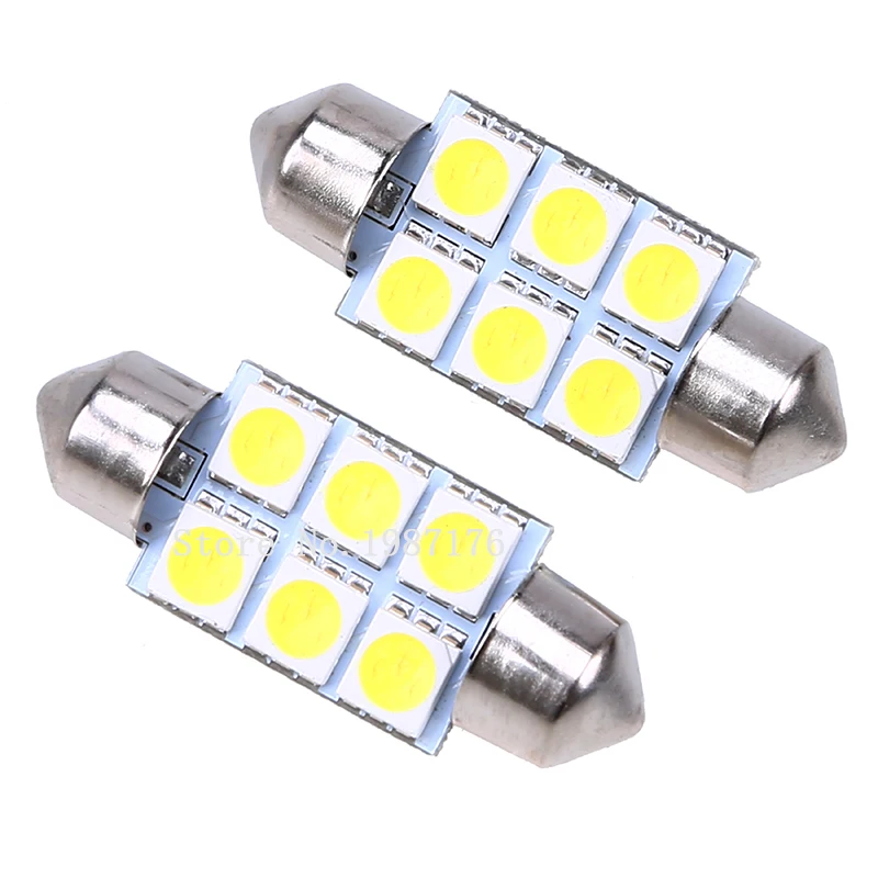 1 шт. Автомобильная гирлянда 31/36/39/41 мм 5050 6 SMD белая теплая кристальная синяя